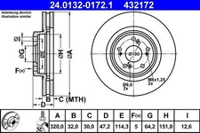 Set 2x Bremsscheibe für Honda Accord IX Limo Viii ab 08-> ATE 24.0132-0172.1