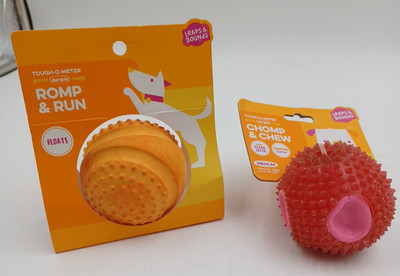 LEAPS & BOUNDS Splash & Dash Set of 2 Tough-O-Meter Balls for Dogs (NEW)