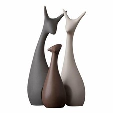 Home Dcor Lucky Deer Family, Matt Finish Ceramic Figures, Set of 3