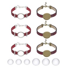 Bracelet Blanks for Jewelry Making 6pcs 18/25mm Red/Bronze