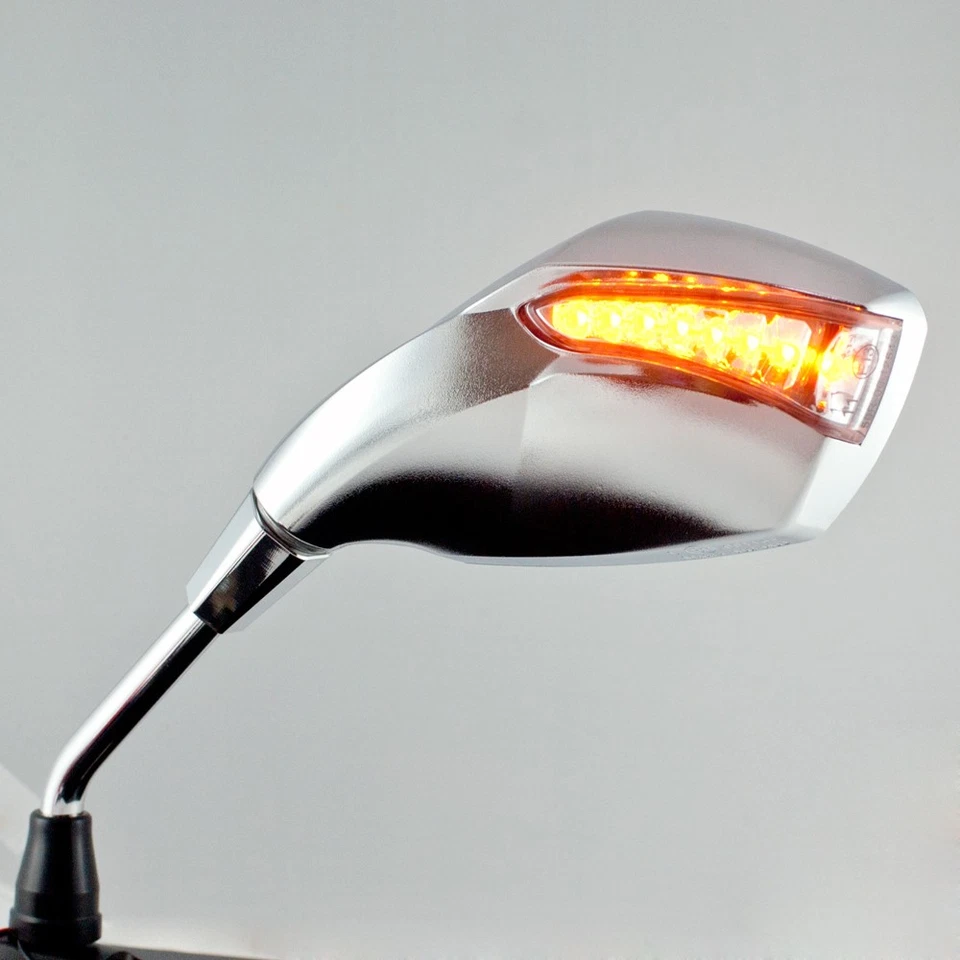 fist chrome mirrors 8 pcs turn signal LED emark for Harley-Davidson bikes pair ε - Image 3 of 4