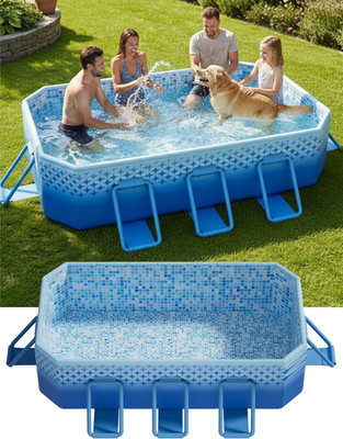 Extra Large 118'' Foldable Pool for Family Fun & Pet Play - Indigo