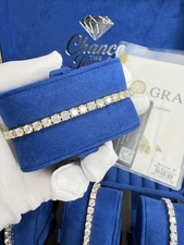 4mm VVS MOISSANITE Tennis Chain Bracelet - 925 Sterling Silver - Men Women