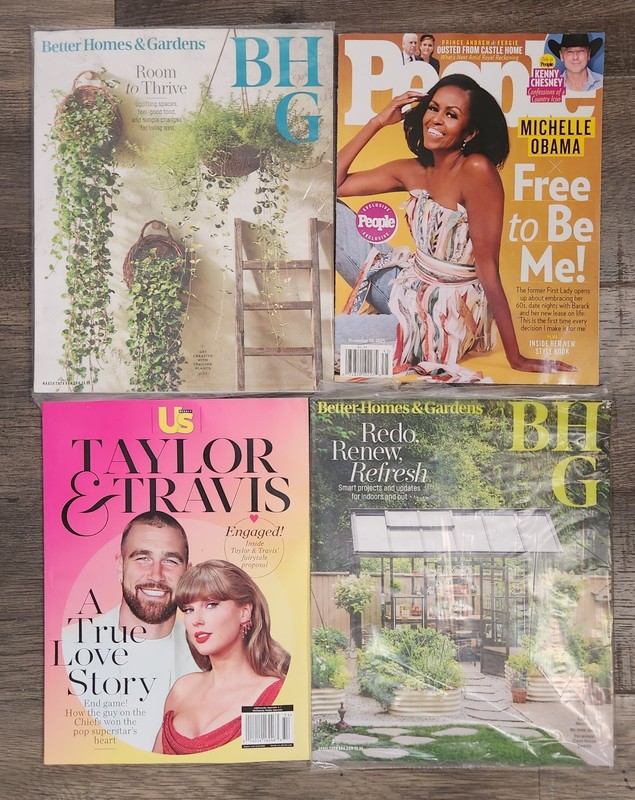 Lot Of 4 Misc Magazines~BHG~US Weekly~People~Gardening~Decor~Cooking~Obama~Swift