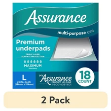 (2 pack) Assurance Unisex Premium Underpad for Adults, L , Maximum Absorbency 
