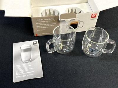 Zwilling Sorrento Plus 2-pc Double Wall Glass Espresso Mugs 2.7oz JA Henckels