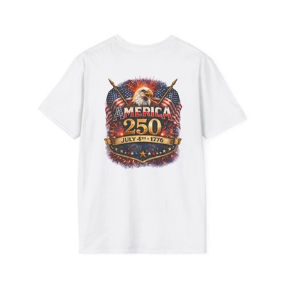 America 250 Patriotic Eagle T-Shirt   July 4th 1776 Flags Tee