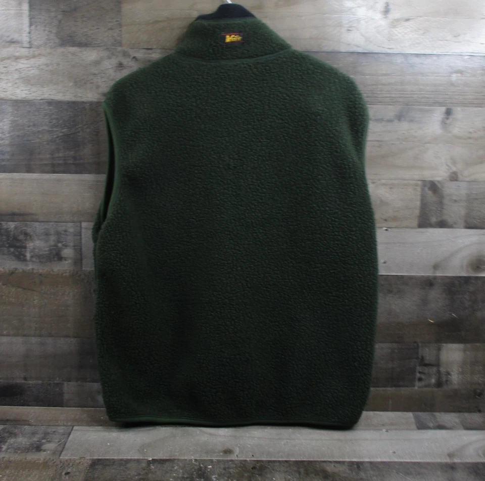 Vintage REI Vest Mens Large Green Deep Pile Fleece Full Zip Pockets Made USA 90s - Image 3 of 4