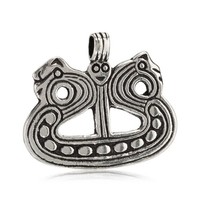 KettenanhäNger Keltenboot 925 Silber Oxidiert 2Cm AnhäNger Keltischer Amulett