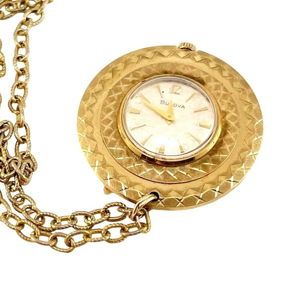 Bulova Pendant Watch Mid Century Wind Up Mechanical Works 22 Bulova Pendant Watch Mid Century Wind Up Mechanical Works 22