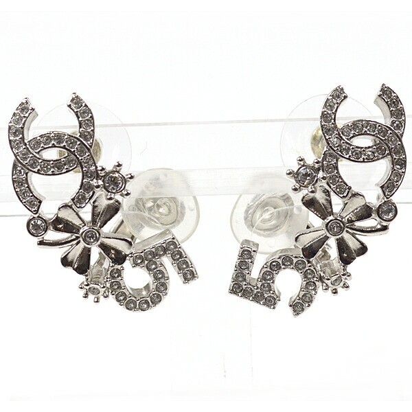 (シャネル)ABA434☆ピアス クローバー CHANEL Coco Mark Four Leaf Clover No.5 Earrings Strass Metal