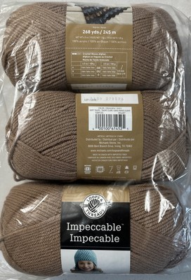 Loops & Threads Impeccable Yarn 268 yds ea. Skein Taupe 100% Acrylic Lot 3
