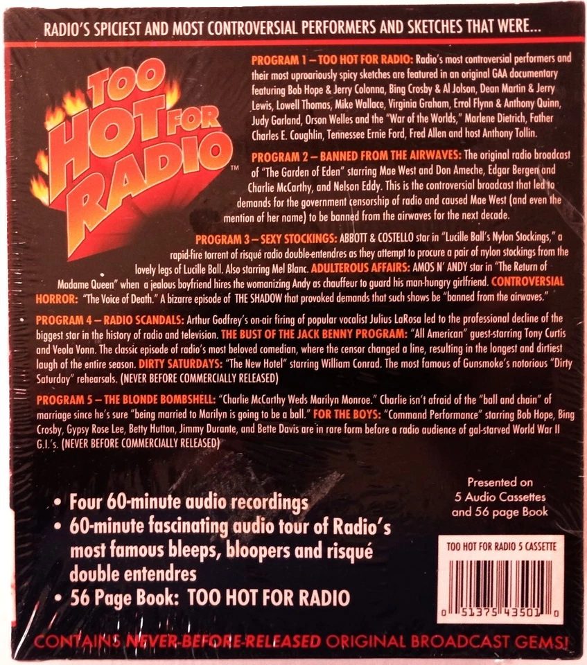 TOO HOT FOR RADIO - 5 CASSETTES - "BRAND NEW SEALED" - 56 PAGE BOOKLET - Image 2 of 3