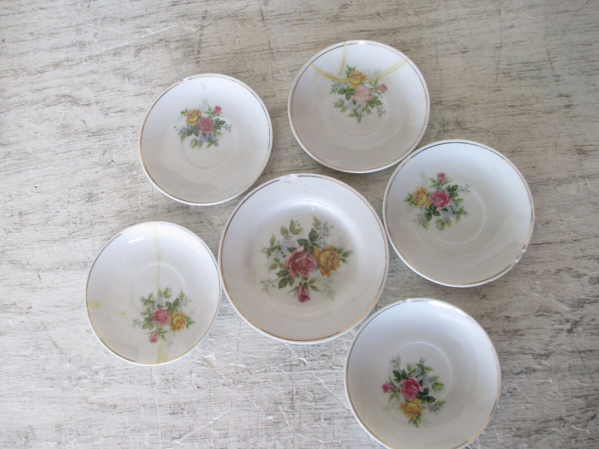 Vintage Little Miss Jaymar Toy China Tea Set J-7003 w/ Wood Vintage Little Miss Jaymar Toy China Tea Set J-7003 w/ Wood
