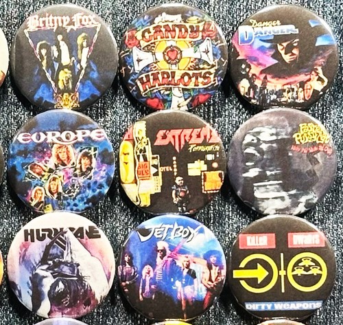 Bandas para el cabello de los 80 1,5" botones pinback metal pesado clásico hard rock retro 30 prendedores - Imagen 5 de 9