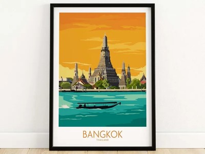 Bangkok Print | Thailand Travel Poster | Bangkok Wall Art