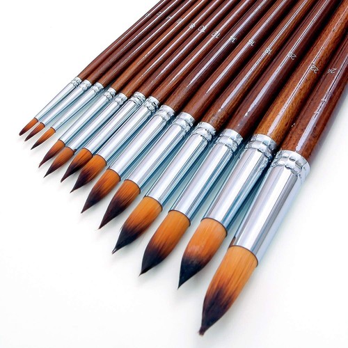 Artist Watercolor Paint Brushes Set 13pcs - Round Pointed Tip Soft Anti-Shedd... - Picture 3 of 7