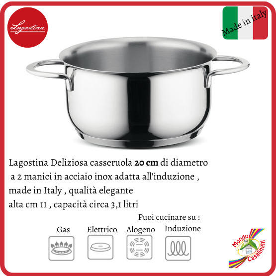 Casseruola pentola a induzione acciaio inox lagostina pentole cucina alta bassa