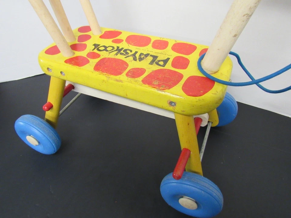 Винтажная деревянная игрушка для верховой езды на скутере жирафе 1960-е PLAYKOOL - Изображение 4 из 4