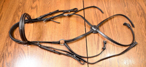 Five Star Tack fancy padded monocrown figure 8 bridle brown horse full