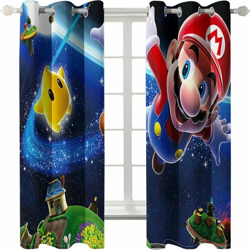 Super Mario 3D Pair Thick Blackout Window Curtains Thermal Ring Top Eyelet Gifts - Picture 36 of 61