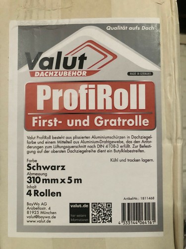 4x 5m Valut Firstband Firstrolle Gratrolle Gratband Postenware plissiert Retoure - Bild 1 von 1