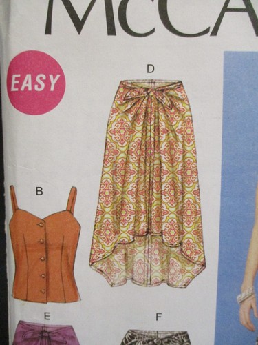 McCall's Pattern 6968 Misses Tops Skirts Shorts Pants Size 6-8-10-12-14 Cut 2014 - Picture 5 of 12