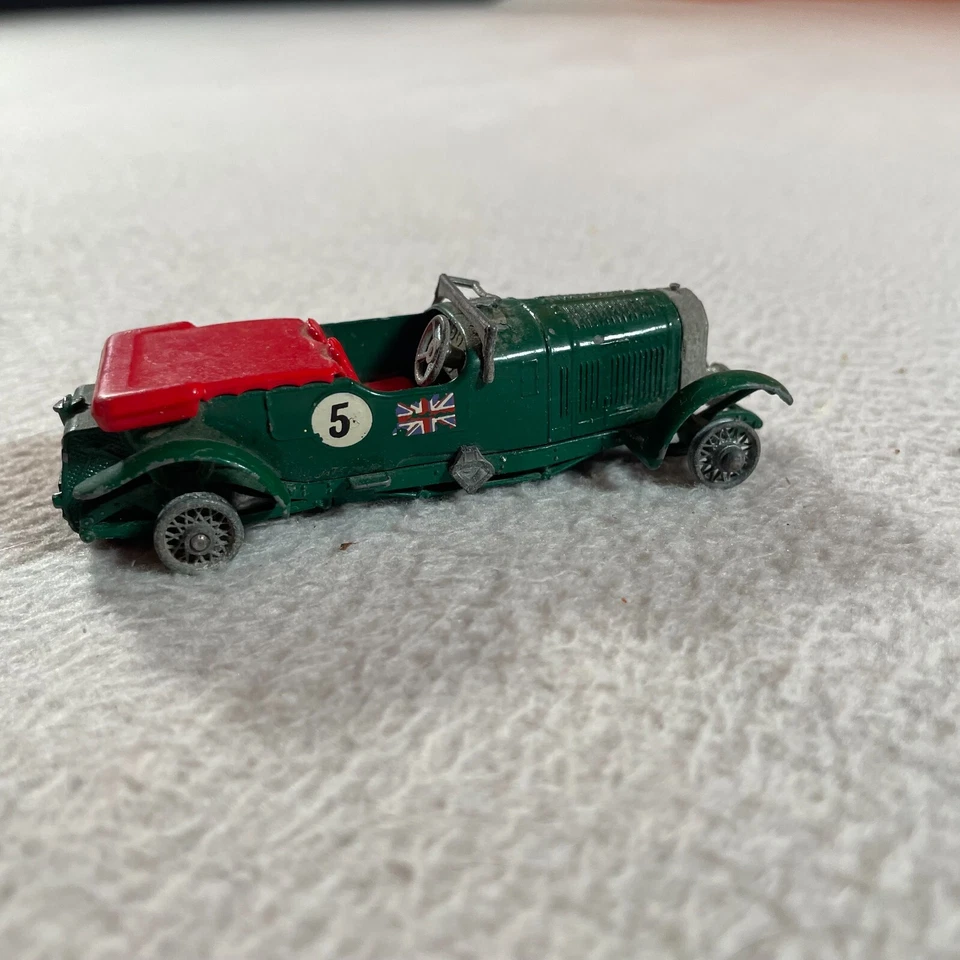 Matchbox Lesney 1929 Bentley coche de carreras vintage fundido a presión con faros difícil de encontrar Foto 3 de 4