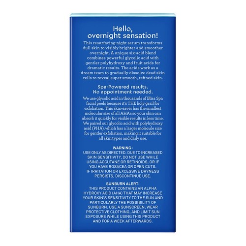 Bliss Renew Smooth Night Serum Glycolic Acid Exfoliating Skin Treatment 1 Fl Oz - Picture 5 of 5