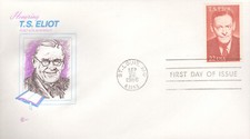 1986 First Day of Issue - Literary Arts - T. S. Eliot - Cachet Craft w/card