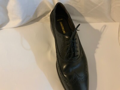 Johnston And Murphy Sz 9.5 Black Sheepskin Leather Duvall Oxford Wingtip Shoes s-l400.jpg main image 2