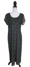 C J ELLIOT Womens Large 14 Dark Green Lace Lined Long Maxi Dress