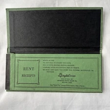 Vintage Rent Receipt Book Green Made USA By Springfield Products