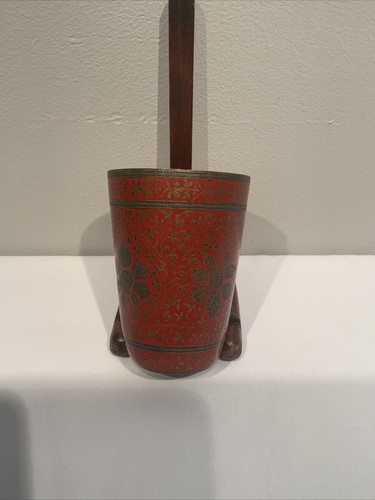 Antique 1893 Chicago Worlds Fair Brass Enameled Souvenir Cup India - Picture 2 of 9