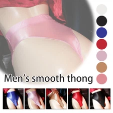 Men Silky Shiny T-back Sexy Glossy Knickers Briefs Underwear Panties High Waist