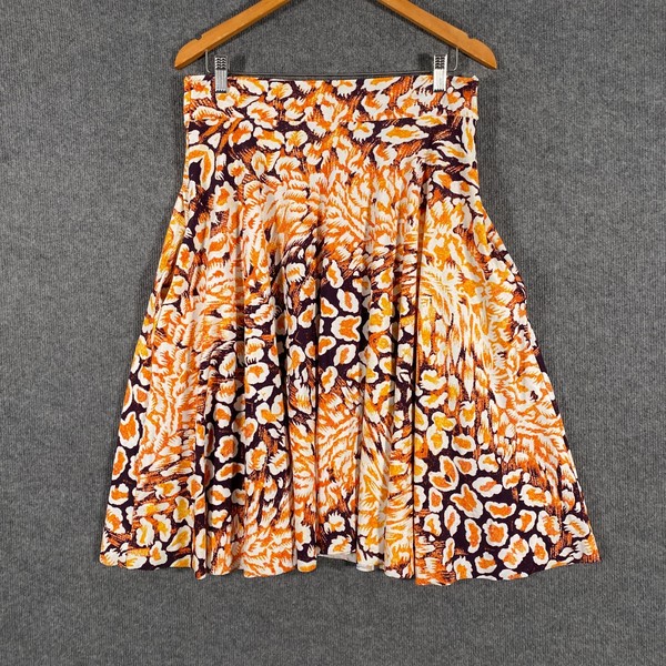 Exotica Skirt Womens Extra Large Orange Black Flared Jersey Pockets Retro Ladies