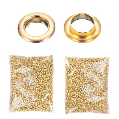 1000pcs #2 3/8'' Fasnap Self Piercing Grommets, Metal Eyelets Brass Finish,Punch