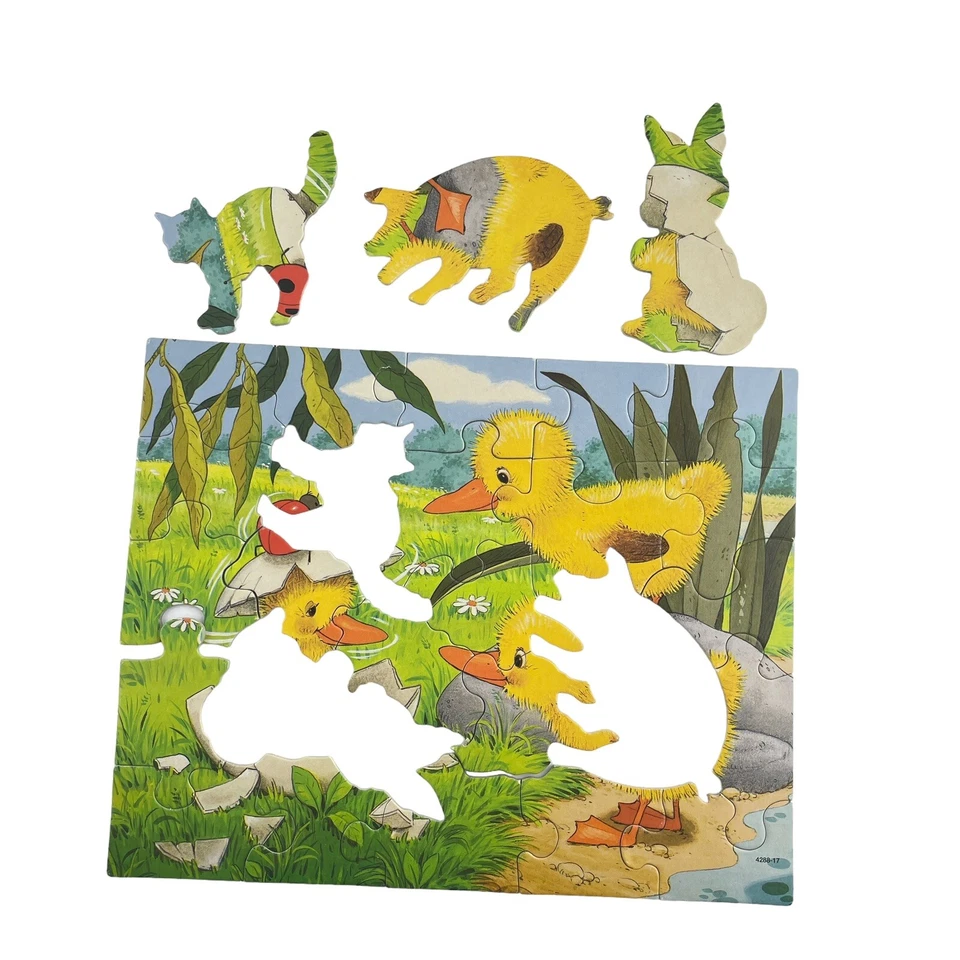 Rompecabezas vintage Milton Bradley pastel mascotas pato bebés incubación 25 piezas  Foto 4 de 4