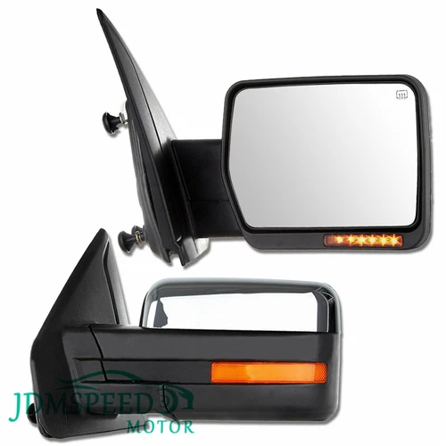 Power Heated Side Towing Mirrors Pair For Ford F-150 Chrome Signal Puddle Lamps