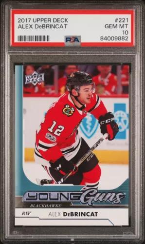 2017-18 UPPER DECK #221 YOUNG GUNS ROOKIE CARD ALEX DEBRINCAT - PSA 10