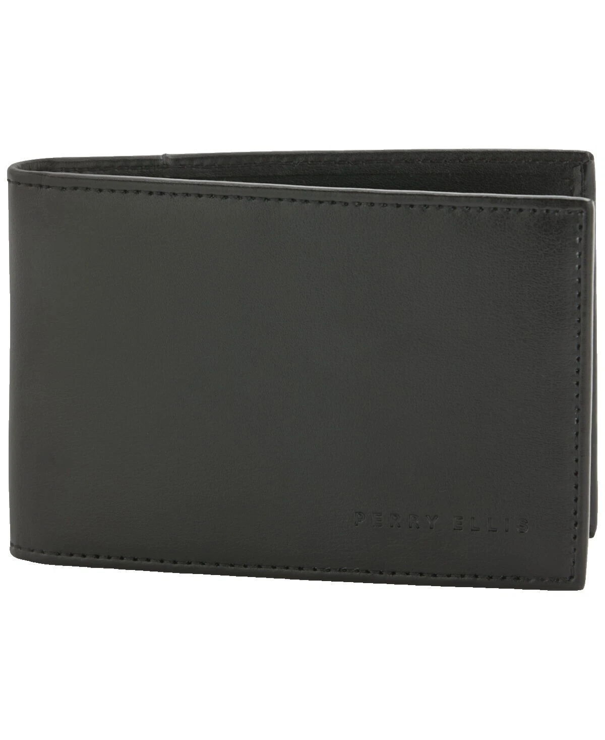 Carteras de cuero negro Perry Ellis para hombres
