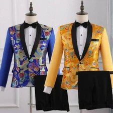 Men's Blazer jacket pants Set Suits Chinese style Long sleeve Costume Casual New
