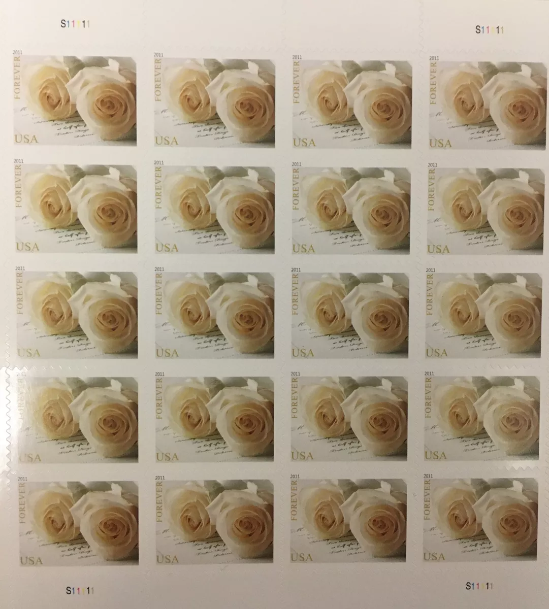 Wedding White Rose Forever Stamps 2011 - Complete sheet of 20 Stamps