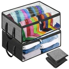 Hat Storage Dust Bag Baseball Hat Cap Organizer Clear Rack Zipper - Black / Gray