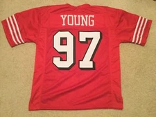 UNSIGNED CUSTOM Sewn Stitched Bryant Young Red Jersey - M, L, XL, 2XL