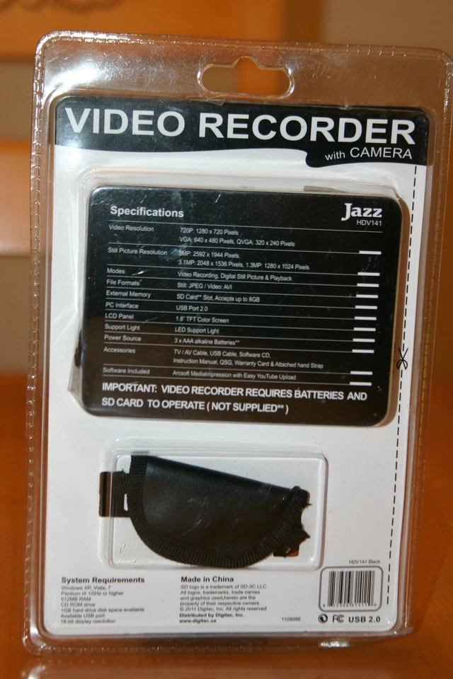 Jazz HDV141 Black 720P HD Video Recorder With Camera Factory Sealed 5 Meg, - Image 2 of 2