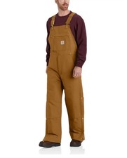 Carhartt Men's Loose Fit Firm Duck Insulated Bib Overall, Carhartt Brown SZ XL