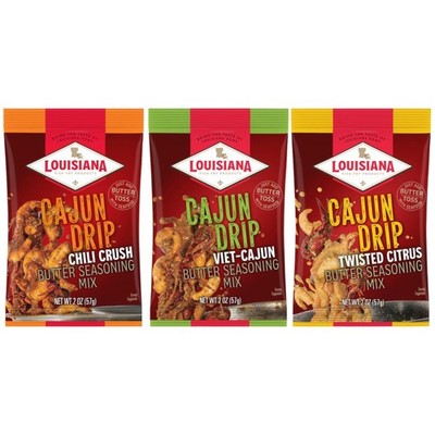 Louisiana Fish Fry Cajun Drip 2oz Bag - Seafood Seasoned Butter Sauce - Eleva...