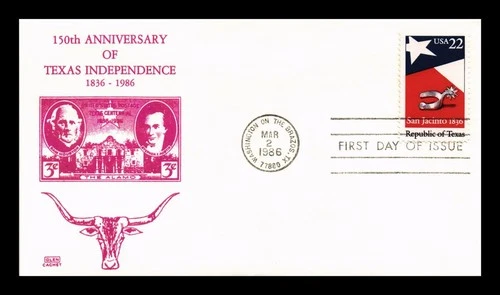 DR JIM STAMPS US COVER REPUBLIC OF TEXAS FDC SCOTT 2204 GLEN THERMOGRAPHED