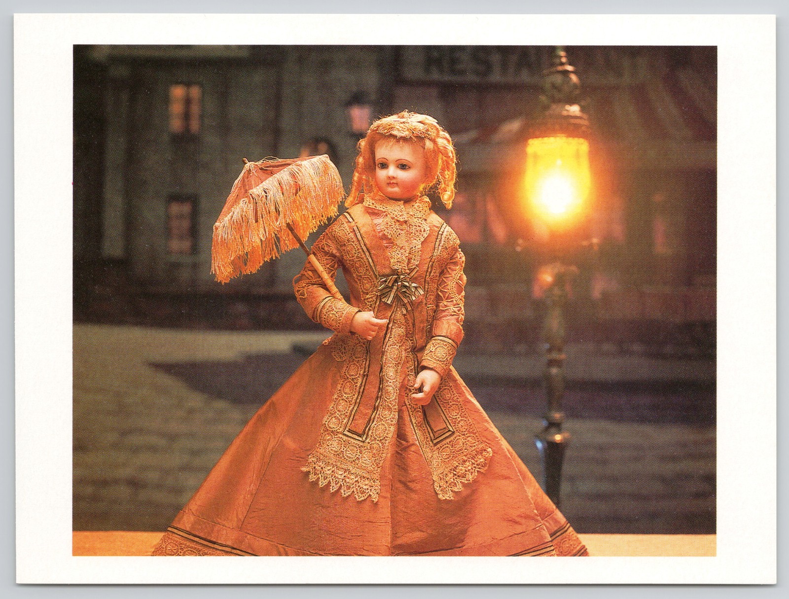 French Fashion Doll with Parasol c1895 Postcard